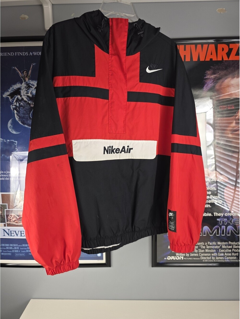 Vintage Nike Air Woven Anorak Windbreaker Jacket Size M (L) Red & Black